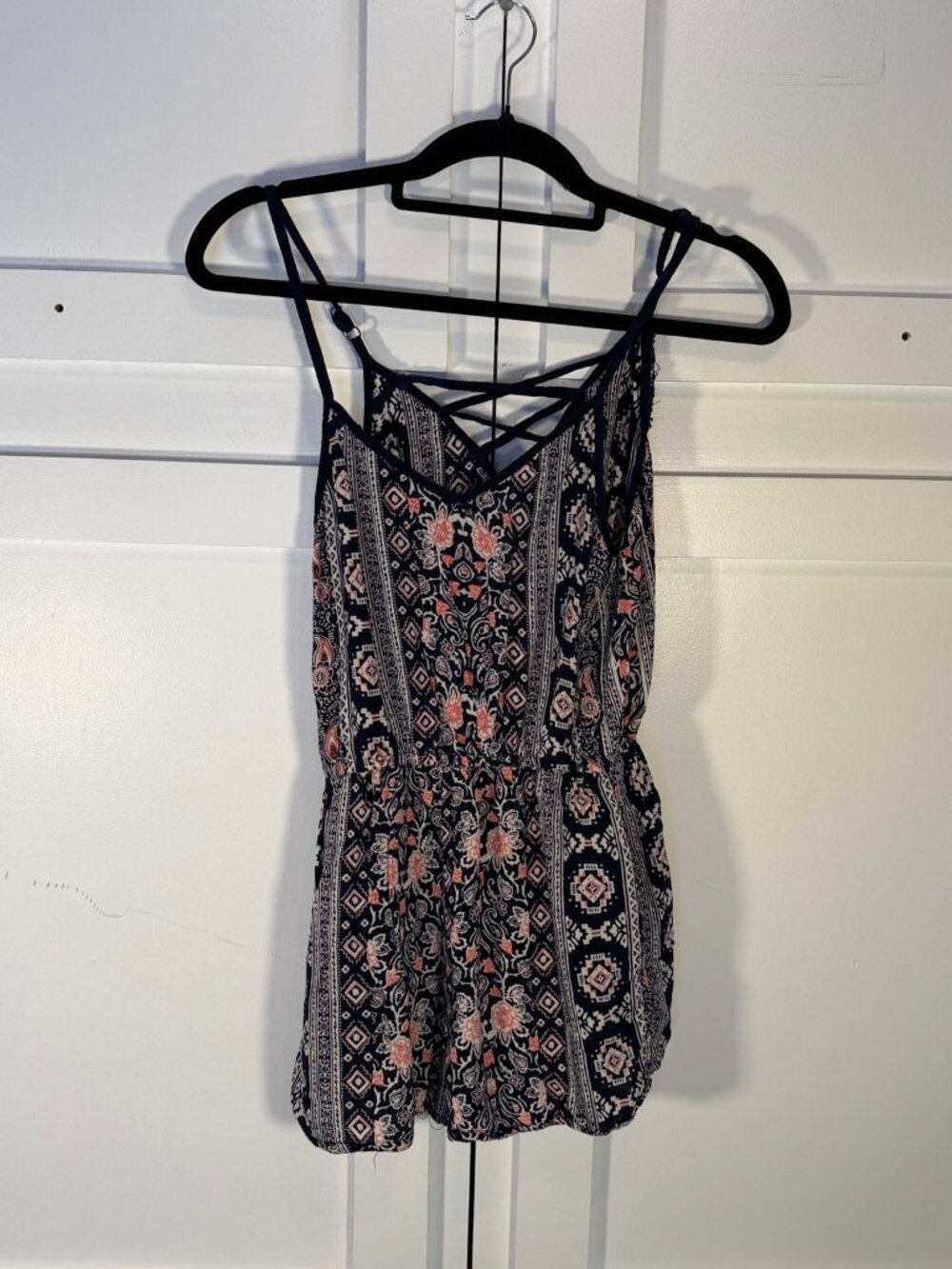 Angie Navy Patterned Romper S - Picture 2 of 8